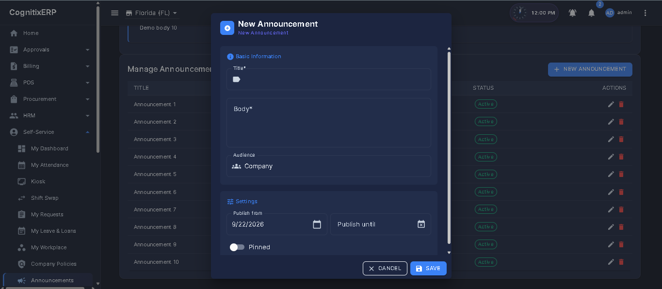 ESS Announcements