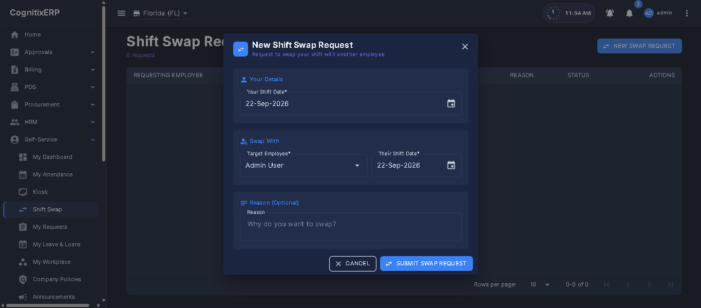 Shift swap requests