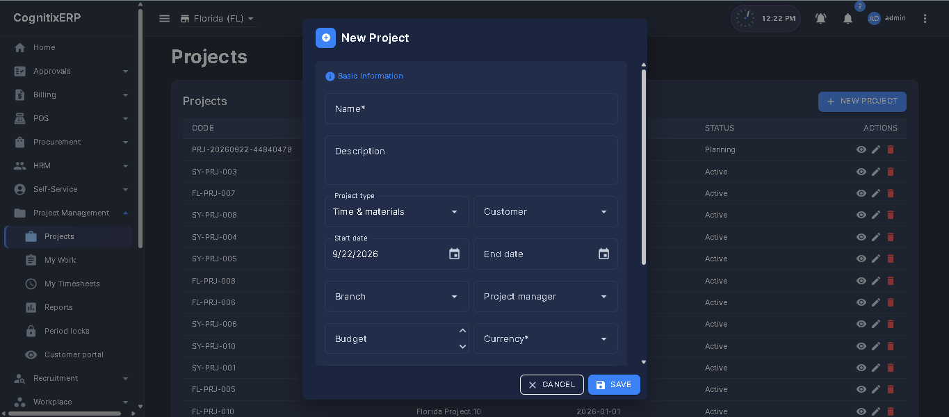 Projects list