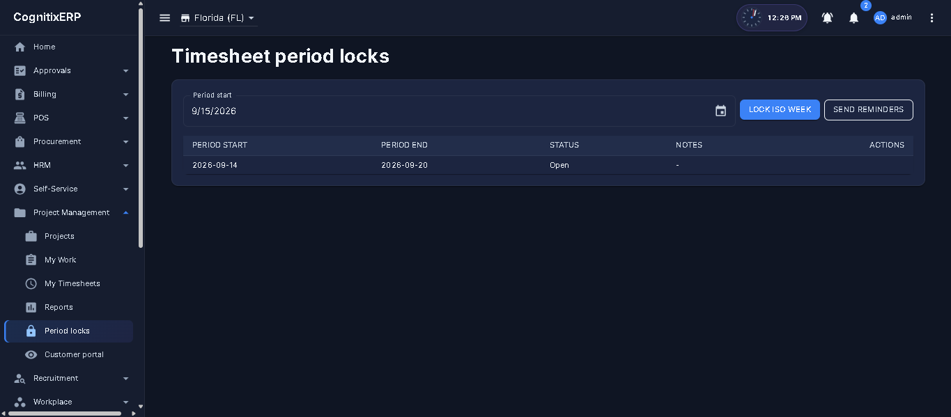 Timesheet period lock